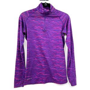 Nike Pro Combat Women's top shirt Purple Long Sleeve Mock Neck 1/4 Zip Size Smal